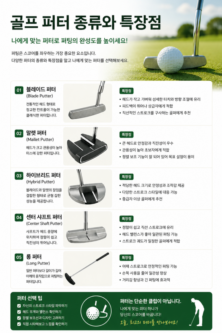 골프 퍼터 종류와 특징, 나에게 맞는 퍼터는